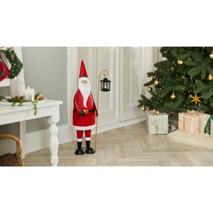 Dekofigur Santa mit Laterne Metall - Rot