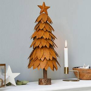 Dekoobjekt Christbaum Holz (Schima superba) / Metall - Braun / Rost