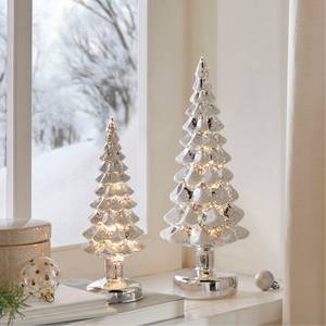 LED-Deko-Tannenbaum Snow (2-teilig) Glas / Kunststoff - Silber / Weiß