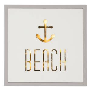 LED-Leuchtschild Beach Sperrholzplatte - Weiß / Grau