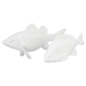 Dekofigur Fische (2-teilig) Kunstharz / Steinpulver - Weiß