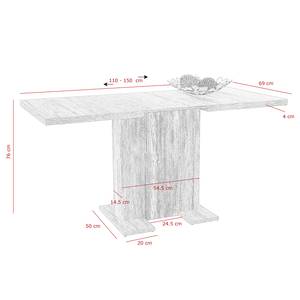 Table Franzie (Extensible) - Imitation béton / Blanc