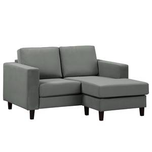 Ecksofa MAISON 1-Sitzer mit Longchair Samt Vaia: Grau - Longchair davorstehend rechts