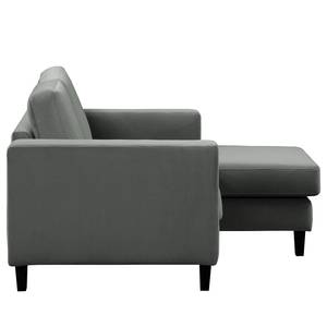 Ecksofa MAISON 1-Sitzer mit Longchair Samt Vaia: Grau - Longchair davorstehend rechts