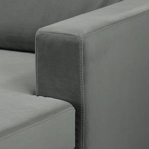 Ecksofa MAISON 1-Sitzer mit Longchair Samt Vaia: Grau - Longchair davorstehend rechts