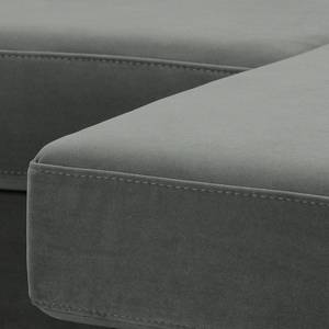 Ecksofa MAISON 1-Sitzer mit Longchair Samt Vaia: Grau - Longchair davorstehend rechts