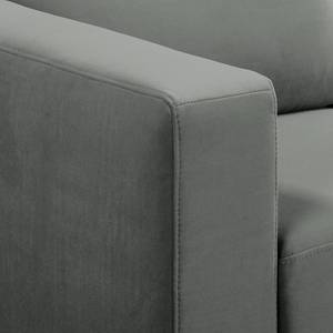 Ecksofa MAISON 1-Sitzer mit Longchair Samt Vaia: Grau - Longchair davorstehend rechts