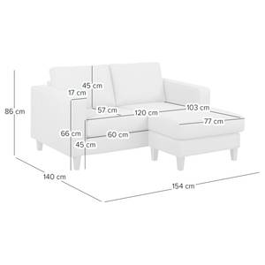 Ecksofa MAISON 1-Sitzer mit Longchair Samt Vaia: Grau - Longchair davorstehend rechts