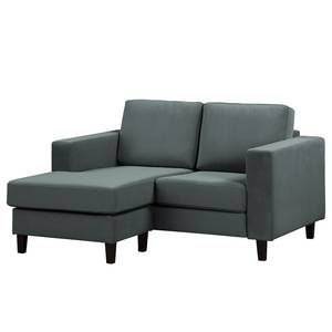 Ecksofa MAISON 1-Sitzer mit Longchair Samt Vaia: Anthrazit - Longchair davorstehend links