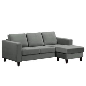 Ecksofa MAISON 2-Sitzer mit Longchair Samt Vaia: Grau - Longchair davorstehend rechts