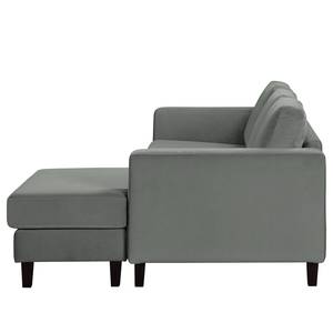 Hoekbank MAISON 2-zits + longchair fluweel - Velours Vaia: Grijs - Longchair vooraanzicht rechts