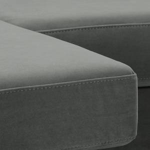 Hoekbank MAISON 2-zits + longchair fluweel - Velours Vaia: Grijs - Longchair vooraanzicht rechts