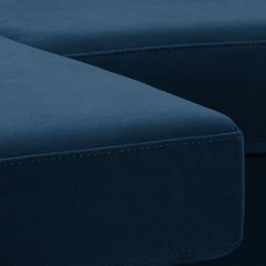 Canapé d’angle 1 places MAISON Velours Vaia: Bleu foncé - Méridienne courte à gauche (vue de face)
