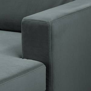 Hoekbank MAISON 2-zits + longchair fluweel - Velours Vaia: Antracietkleurig - Longchair vooraanzicht links