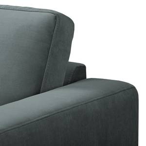 Hoekbank MAISON 2-zits + longchair fluweel - Velours Vaia: Antracietkleurig - Longchair vooraanzicht links