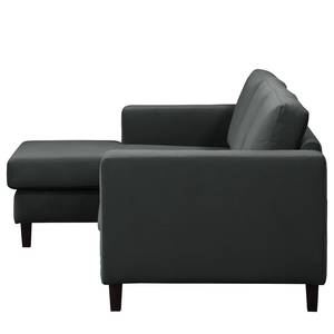 Ecksofa MAISON 2-Sitzer mit Longchair Webstoff - Samt Vaia: Dunkelgrau - Longchair davorstehend links