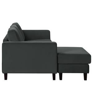 Ecksofa MAISON 2-Sitzer mit Longchair Webstoff - Samt Vaia: Dunkelgrau - Longchair davorstehend links