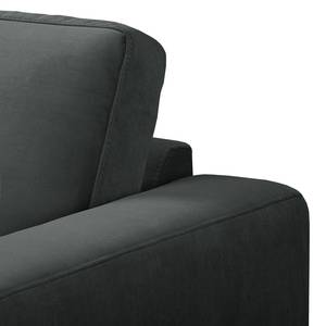 Ecksofa MAISON 2-Sitzer mit Longchair Webstoff - Samt Vaia: Dunkelgrau - Longchair davorstehend links