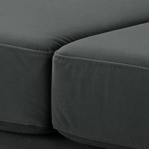 Ecksofa MAISON 2-Sitzer mit Longchair Webstoff - Samt Vaia: Dunkelgrau - Longchair davorstehend links