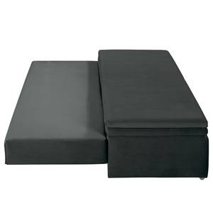 Canapé convertible boxspring Goodlow Velours - Velours Vaia: Gris foncé - Avec fonction couchage