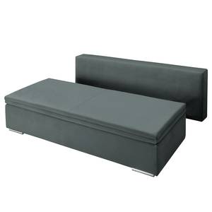 Canapé convertible boxspring Goodlow Velours - Velours Vaia: Anthracite - Avec fonction couchage