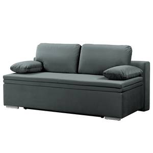 Canapé convertible boxspring Goodlow Velours - Velours Vaia: Anthracite - Avec fonction couchage