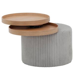 Bijzettafel Cup fineer van echt hout/ribfluweel - eikenhout/lichtgrijs