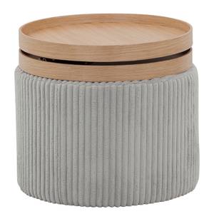 Bout de canapé Cup Placage en bois véritable / Velours côtelé - Chêne / Gris clair