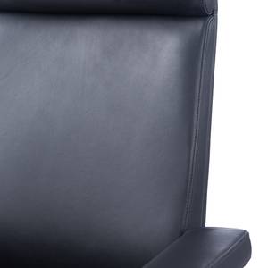 Chaise de bureau Weld Cuir véritable / Plaqué noyer / Métal - Noir / noyer / Aluminium