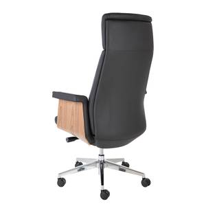 Chaise de bureau Weld Cuir véritable / Plaqué noyer / Métal - Noir / noyer / Aluminium