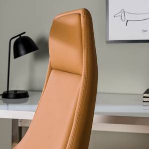 Chaise de bureau Zore Imitation cuir / Métal - Cognac / Aluminium