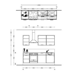 Küchenzeile ConceptB I Beton Dekor / Eiche Sanremo Dekor - Ausrichtung rechts - Siemens