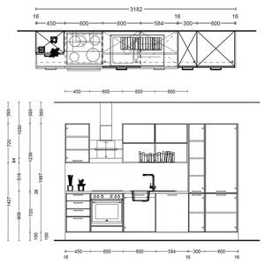 Küchenzeile ConceptB II Weißbeton Dekor / Eiche Sanremo Dekor - Ausrichtung rechts - Siemens