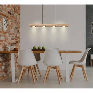 LED-Hanglamp Joya ijzer/massief eikenhout - 6 lichtbronnen - Zwart
