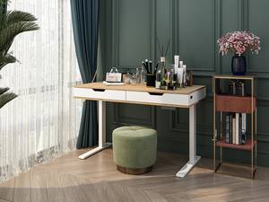 Bureau Lomma in hoogte verstelbaar - eikenhouten look/wit