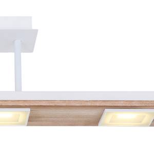 LED-plafondlamp Joya ijzer/massief eikenhout - 4 lichtbronnen - Wit