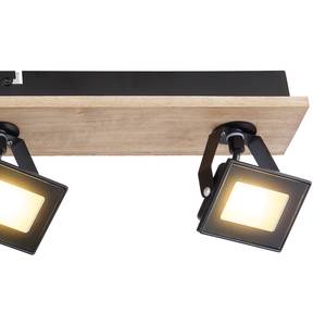 LED-plafondspot Joya II ijzer/massief eikenhout - 4 lichtbronnen - Zwart