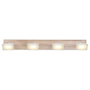 LED-plafondspot Joya II ijzer/massief eikenhout - 4 lichtbronnen - Wit