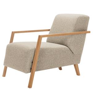 Fauteuil Frapper Tissu structuré Poema: Beige - Chêne clair