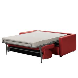 Divano letto Latino Vera pelle Mabel: rosso - Larghezza: 190 cm - Funzione letto