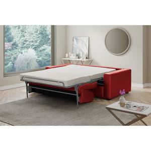 Divano letto Latino Vera pelle Mabel: rosso - Larghezza: 202 cm - Funzione letto