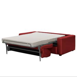 Slaapbank Latino Leer Mabel: Rood - Breedte: 202 cm - Met slaapfunctie