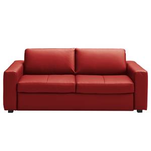 Divano letto Latino Vera pelle Mabel: rosso - Larghezza: 202 cm - Funzione letto