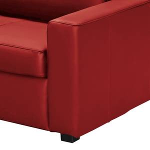 Divano letto Latino Vera pelle Mabel: rosso - Larghezza: 202 cm - Funzione letto