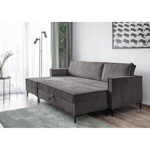 Ecksofa Maura Cordstoff Poppy: Taubengrau - Mit Hocker