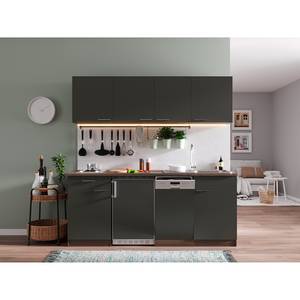 Cuisine Cano VII Gris - Largeur : 195 cm - Plaque de cuisson