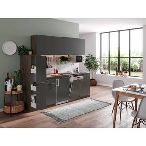 Cuisine Cano VIII Gris - Largeur : 225 cm - Plaque de cuisson