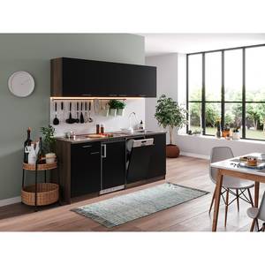 Cuisine Cano VII Noir - Largeur : 195 cm - Vitrocéramique