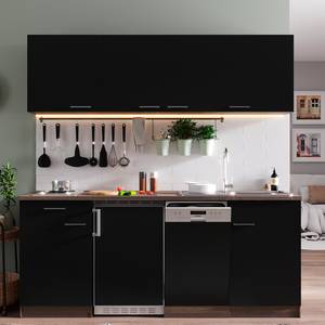 Cuisine Cano VII Noir - Largeur : 195 cm - Plaque de cuisson