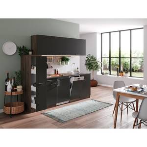 Cuisine Cano VII Gris - Largeur : 225 cm - Plaque de cuisson